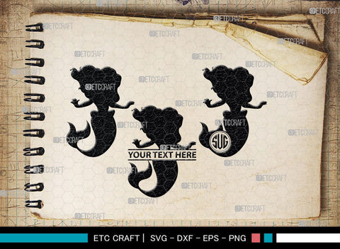 Little Mermaid Monogram, Little Mermaid Silhouette, Little Mermaid SVG, Mermaid Svg, Sea Animal Svg, SB00378 SVG ETC Craft 
