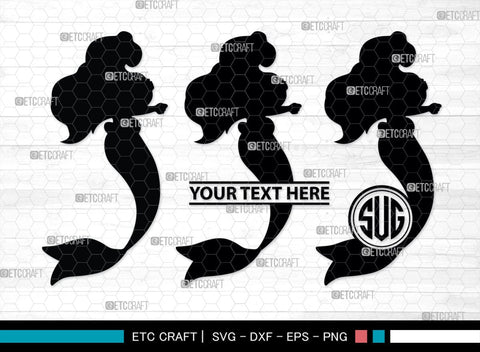 Little Mermaid Monogram, Little Mermaid Silhouette, Little Mermaid SVG, Mermaid Svg, Sea Animal Svg, SB00378 SVG ETC Craft 