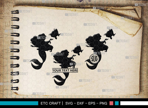 Little Mermaid Monogram, Little Mermaid Silhouette, Little Mermaid SVG, Mermaid Svg, Sea Animal Svg, SB00378 SVG ETC Craft 