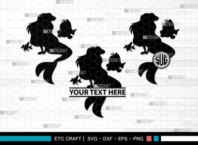 Little Mermaid Monogram, Little Mermaid Silhouette, Little Mermaid SVG, Mermaid Svg, Sea Animal Svg, SB00378 SVG ETC Craft 