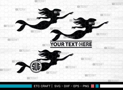 Little Mermaid Monogram, Little Mermaid Silhouette, Little Mermaid SVG, Mermaid Svg, Sea Animal Svg, SB00378 SVG ETC Craft 