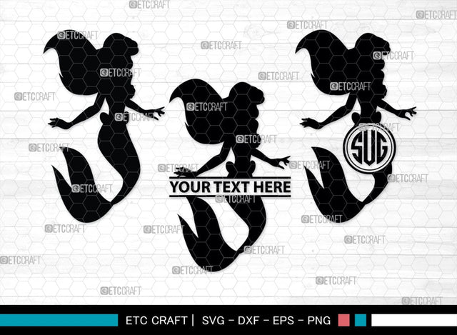 Little Mermaid Monogram, Little Mermaid Silhouette, Little Mermaid SVG, Mermaid Svg, Sea Animal Svg, SB00378 SVG ETC Craft 