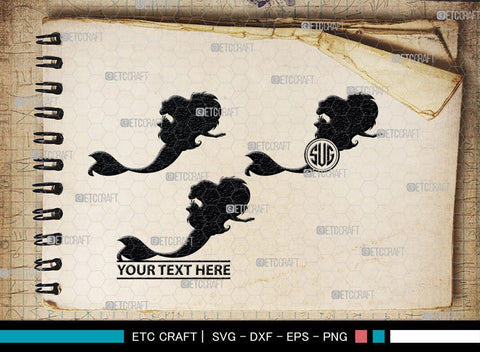 Little Mermaid Monogram, Little Mermaid Silhouette, Little Mermaid SVG, Mermaid Svg, Sea Animal Svg, SB00378 SVG ETC Craft 