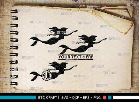 Little Mermaid Monogram, Little Mermaid Silhouette, Little Mermaid SVG, Mermaid Svg, Sea Animal Svg, SB00378 SVG ETC Craft 