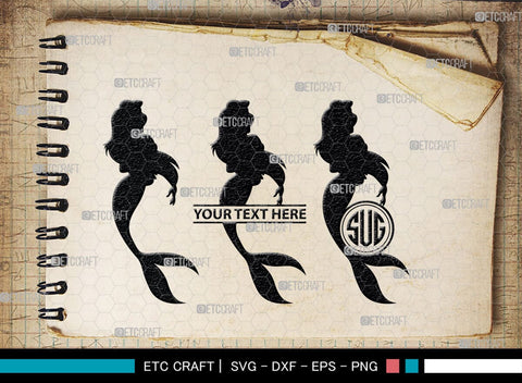 Little Mermaid Monogram, Little Mermaid Silhouette, Little Mermaid SVG, Mermaid Svg, Sea Animal Svg, SB00378 SVG ETC Craft 