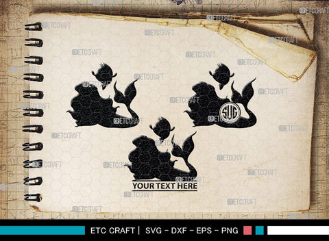 Little Mermaid Monogram, Little Mermaid Silhouette, Little Mermaid SVG, Mermaid Svg, Sea Animal Svg, SB00378 SVG ETC Craft 