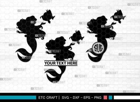 Little Mermaid Monogram, Little Mermaid Silhouette, Little Mermaid SVG, Mermaid Svg, Sea Animal Svg, SB00378 SVG ETC Craft 