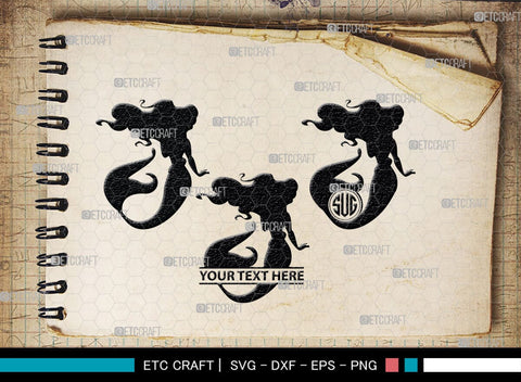 Little Mermaid Monogram, Little Mermaid Silhouette, Little Mermaid SVG, Mermaid Svg, Sea Animal Svg, SB00378 SVG ETC Craft 