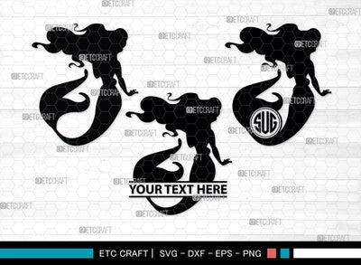 Little Mermaid Monogram, Little Mermaid Silhouette, Little Mermaid SVG, Mermaid Svg, Sea Animal Svg, SB00378 SVG ETC Craft 