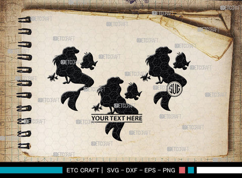 Little Mermaid Monogram, Little Mermaid Silhouette, Little Mermaid SVG, Mermaid Svg, Sea Animal Svg, SB00378 SVG ETC Craft 