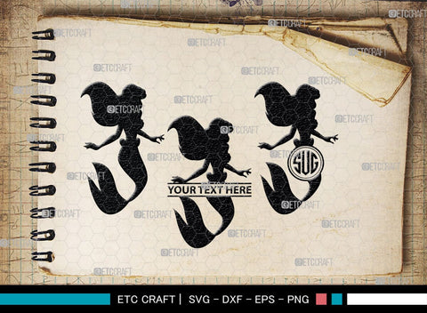 Little Mermaid Monogram, Little Mermaid Silhouette, Little Mermaid SVG, Mermaid Svg, Sea Animal Svg, SB00378 SVG ETC Craft 