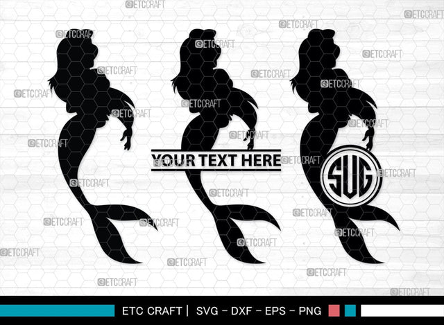 Little Mermaid Monogram, Little Mermaid Silhouette, Little Mermaid SVG, Mermaid Svg, Sea Animal Svg, SB00378 SVG ETC Craft 