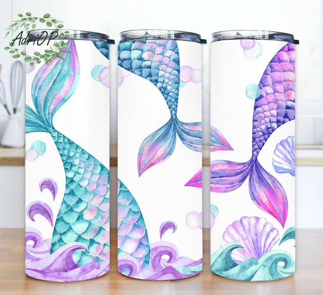 Little Mermaid Tail 20oz Skinny Tumbler Png, Mermaid Tumbler, Gift for Mermaid Lover, Princess Sublimation Digital Design, Under The Sea Mermaid Template Sublimation AdriOP 