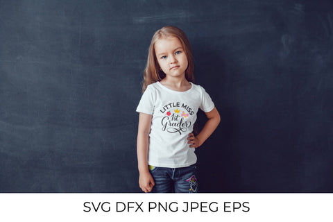 Little Miss 1st Grader calligraphy lettering. First day of school SVG SVG LaBelezoka 