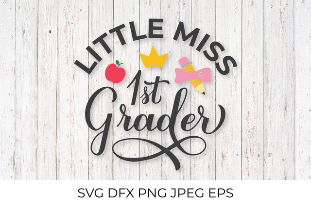 Little Miss 1st Grader calligraphy lettering. First day of school SVG SVG LaBelezoka 