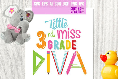 Little Miss 3rd Grade Diva SVG SVG VectorSVGdesign 