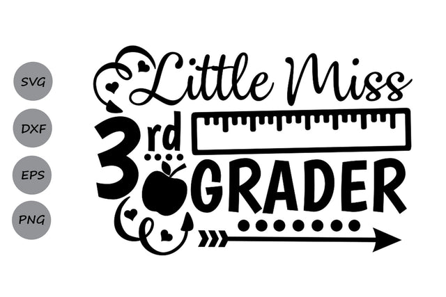 Little Miss 3rd Grader| Back To School SVG Cutting Files SVG CosmosFineArt 