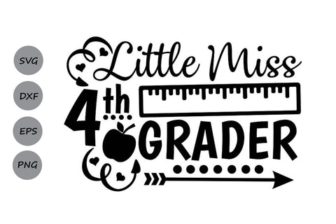 Little Miss 4th Grade| Back To School SVG Cutting Files SVG CosmosFineArt 