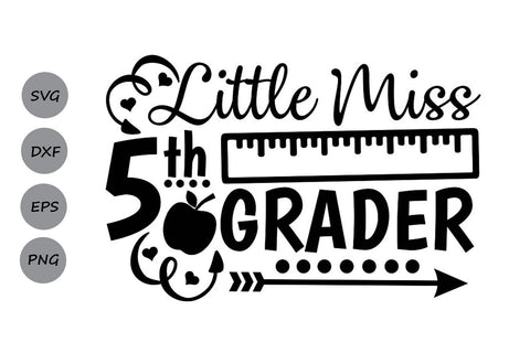 Little Miss 5th Grade| Back To School SVG Cutting Files SVG CosmosFineArt 