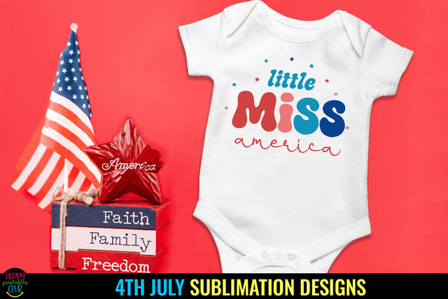 Little Miss America I Kids 4th of July Sublimation I July 4 Sublimation Happy Printables Club 