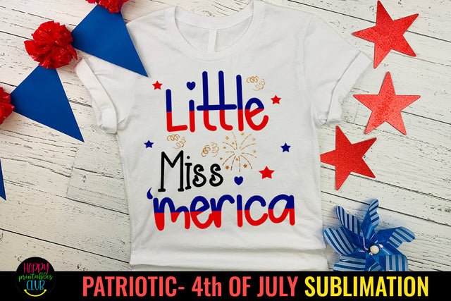 Little Miss America Patriotic Sublimation I July 4 PNG Sublimation Happy Printables Club 