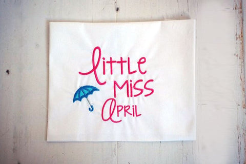 Little Miss April Umbrella Applique Embroidery Embroidery/Applique Designed by Geeks 