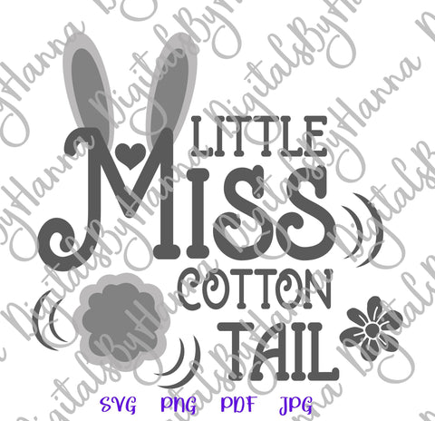 Little Miss Cotton Tail Happy Easter Baby Girl Print & Cut SVG Digitals by Hanna 