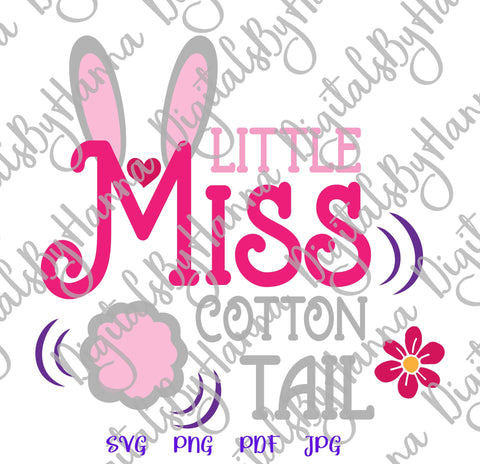 Little Miss Cotton Tail Happy Easter Baby Girl Print & Cut SVG Digitals by Hanna 
