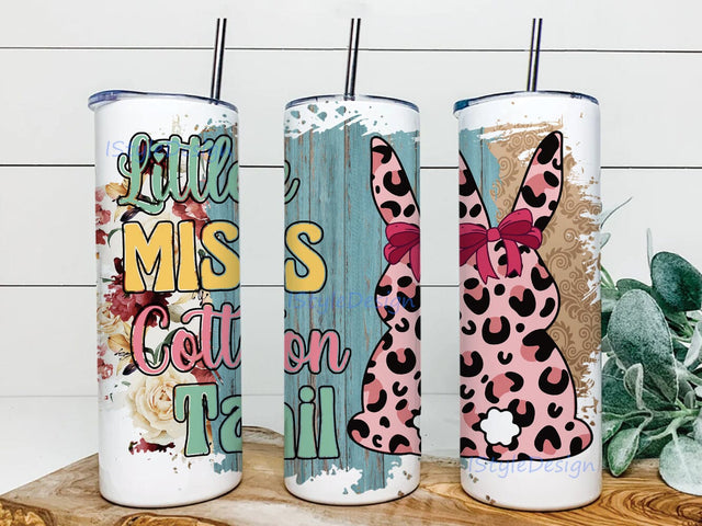 Little Miss Cotton Tail Tumbler Png, Easter Bunny Leopard 20oz Skinny Tumbler, Easter Day Tumbler Design, Happy Easter Tumbler Template, Digital Download Sublimation iStyleDesign 