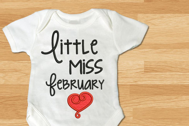 Little Miss February Heart Applique Embroidery Embroidery/Applique Designed by Geeks 