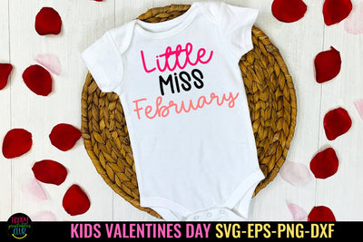 Little Miss February I Kids Valentines SVG I Baby Valentine SVG SVG Happy Printables Club 