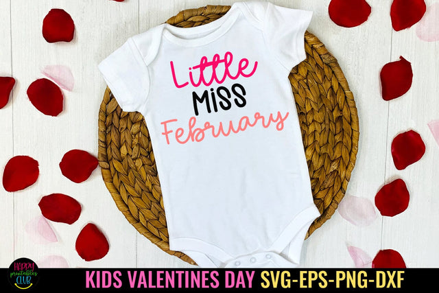 Little Miss February I Kids Valentines SVG I Baby Valentine SVG SVG Happy Printables Club 