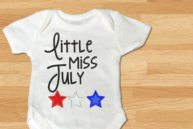 Little Miss July Stars Applique Embroidery Embroidery/Applique Designed by Geeks 