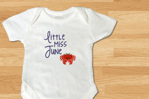 Little Miss June Crab Applique Embroidery Embroidery/Applique Designed by Geeks 