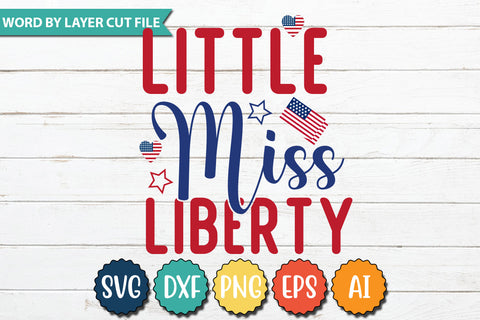 Little Miss Liberty SVG Cut File,SVGs,quotes-and-sayings,food-drink,mini-bundles,print-cut,on-sale,Clipart Clip Art Sublimation or Vinyl Shirt Design SVG DesignPlante 503 