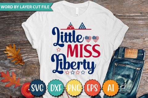 Little Miss Liberty SVG Cut File,SVGs,quotes-and-sayings,food-drink,mini-bundles,print-cut,on-sale,Clipart Clip Art Sublimation or Vinyl Shirt Design SVG DesignPlante 503 