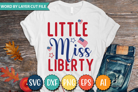 Little Miss Liberty SVG Cut File,SVGs,quotes-and-sayings,food-drink,mini-bundles,print-cut,on-sale,Clipart Clip Art Sublimation or Vinyl Shirt Design SVG DesignPlante 503 