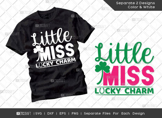 Little Miss Lucky Charm SVG Cut File | Irish Shamrock Svg | Shamrock Svg | St Patricks Day Svg | T-shirt Design SVG ETC Craft 