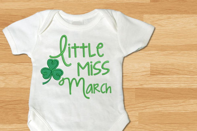 Little Miss March Clover Applique Embroidery Embroidery/Applique Designed by Geeks 