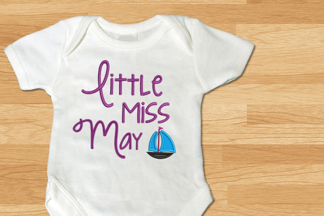 Little Miss May Sailboat Applique Embroidery Embroidery/Applique Designed by Geeks 