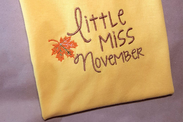 Little Miss November Fall Leaf Applique Embroidery Embroidery/Applique Designed by Geeks 