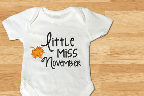 Little Miss November Fall Leaf Applique Embroidery Embroidery/Applique Designed by Geeks 