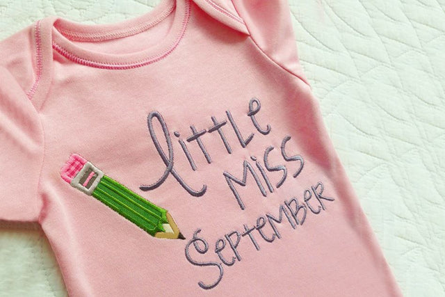 Little Miss September Pencil Applique Embroidery Embroidery/Applique Designed by Geeks 