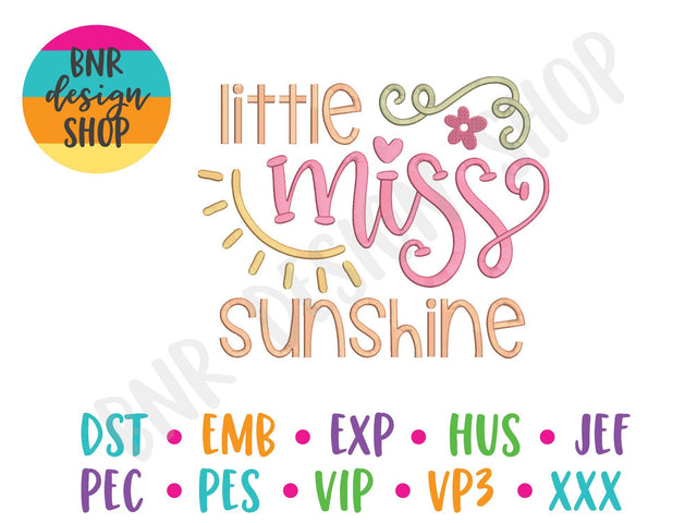 Little Miss Sunshine Machine Embroidery Design Embroidery/Applique BNRDesignShop 