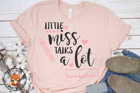 Little Miss Talks A Lot, svg png dxf cut file, School file SVG RedFoxDesignsUS 