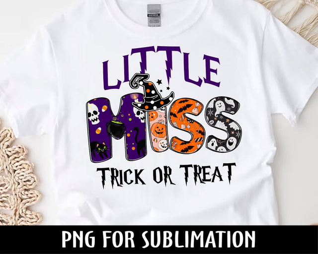 Little Miss Trick or Treat Halloween PNG, Sublimation Design Downloads Sublimation BouDesign 
