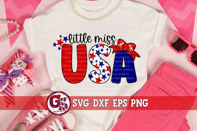 Little Miss USA SVG DXF EPS PNG SVG Greedy Stitches 