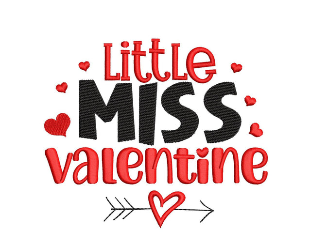 Little Miss Valentine Embroidery Design, Valentine's Day Embroidery File, 4 sizes, Instant Download Embroidery/Applique DESIGNS Nino Nadaraia 