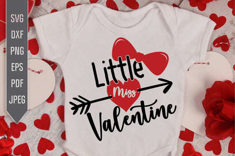 Little Miss Valentine Svg. Baby Girl Valentine's. Girl Shirt Design. Cute Girl Svg. Baby Girl Design. Little Miss Svg. Miss Cut File. Dxf, Eps SVG Mint And Beer Creations 