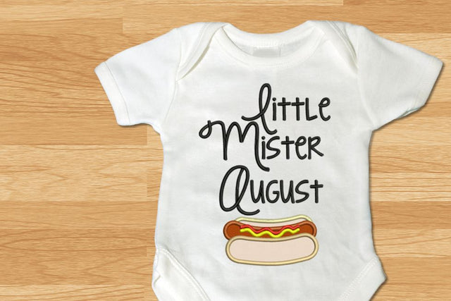 Little Mister August Hot Dog Applique Embroidery Embroidery/Applique Designed by Geeks 